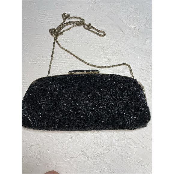 Vintage Black‎ Beaded Evening Clutch Purse - Picture 3 of 6